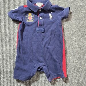 Polo Ralph Lauren baby boy‎ romper jumpsuit shortall cotton tshirt 9 Months